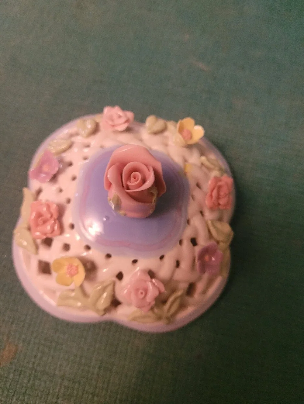 Pastel Pink & Lavender Rounded Square  Floral Music Box - Decorative Home Accent